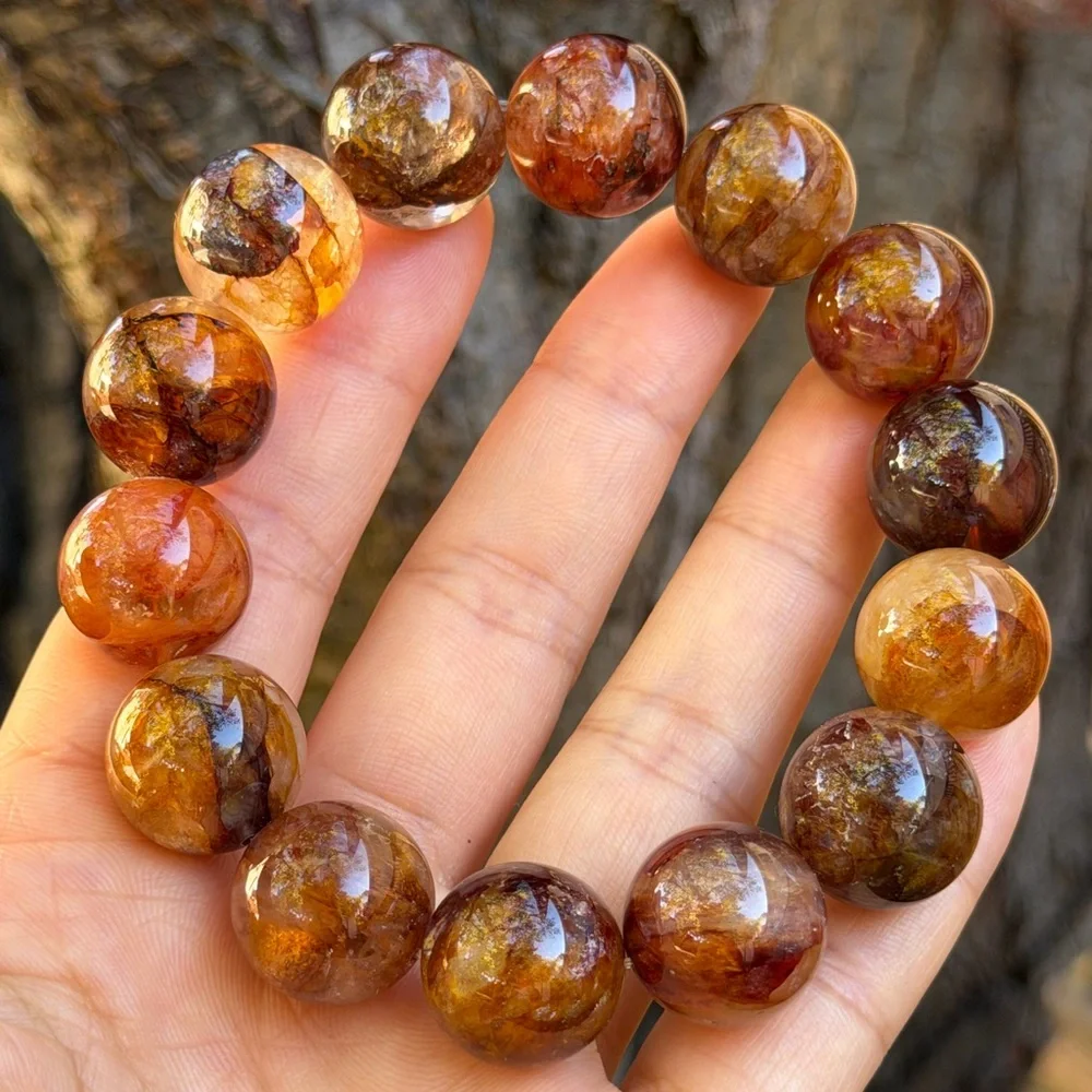 16.5mm stretchable dark golden healer bracelet 0595‎